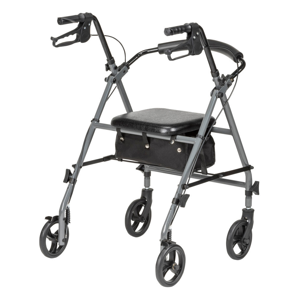 Drive Steel Rollator with 6" Wheels, Knockdown - Grey