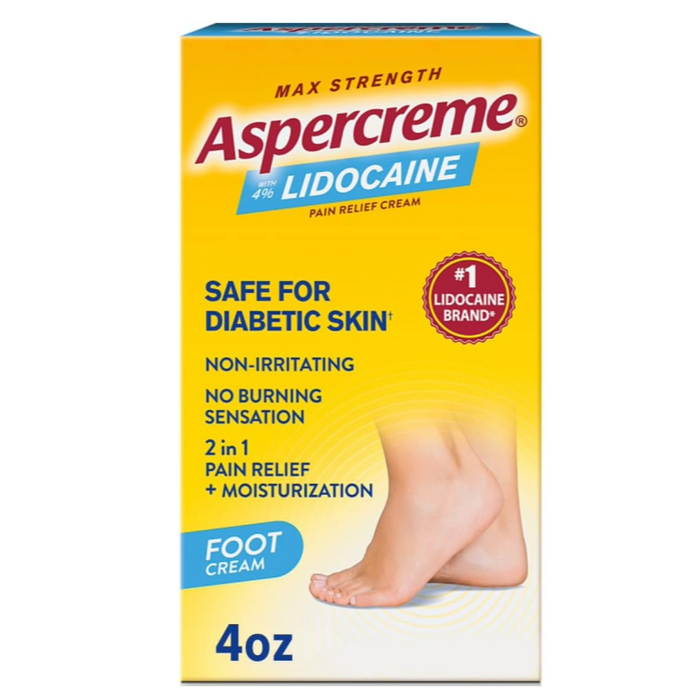 Aspercreme Lidocaine Foot Pain Creme Safe For Diabetic Skin