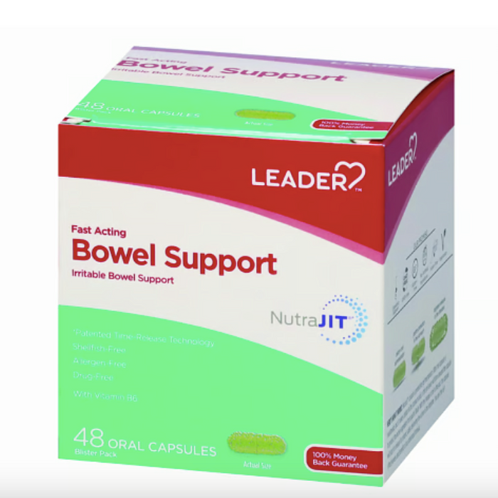 Leader Fast Acting Bowel Support Capsules - 48 Ct