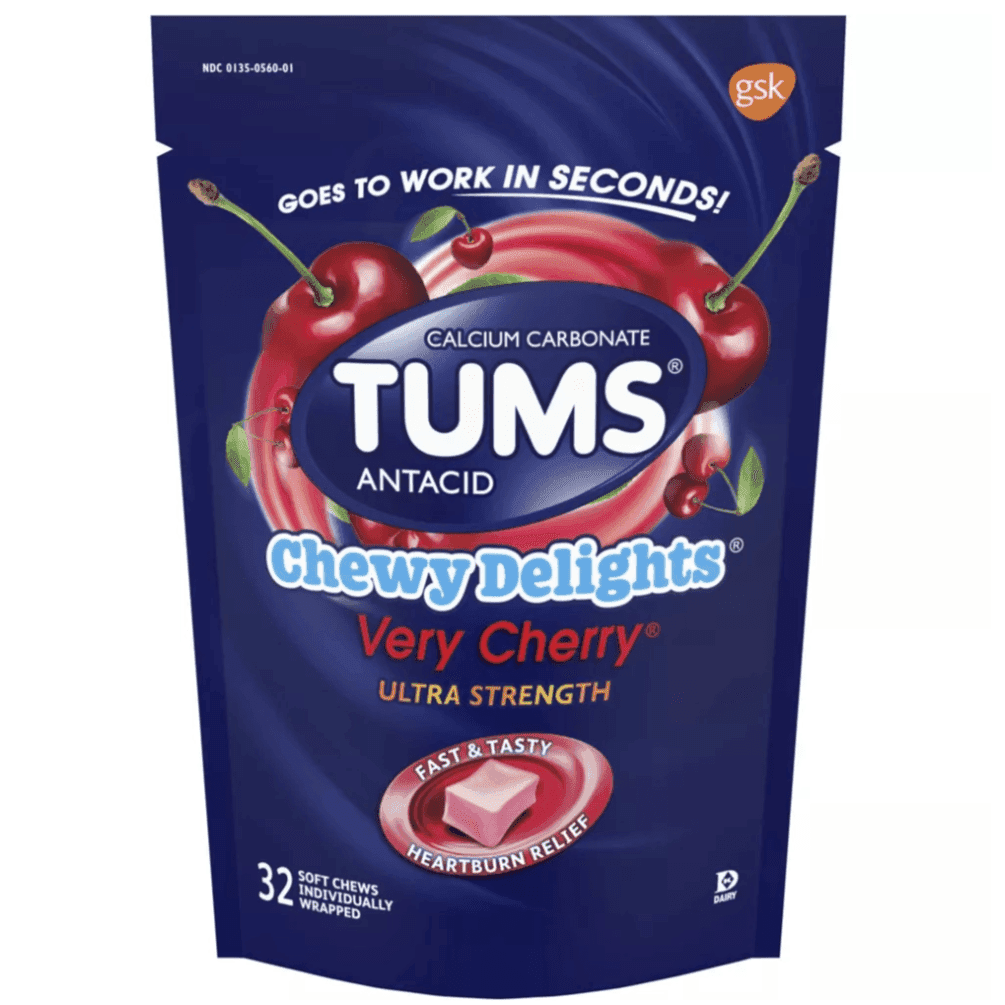 Tums Ultra Delight Chewy Antacids Very Cherry - 32 Ct