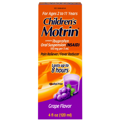 Motrin Children's Pain Reliever Oral Liquid Suspension Grape Flavor