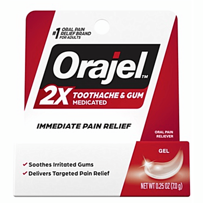 Orajel 2X Toothache and Gum Medicated Oral Pain Reliever Gel