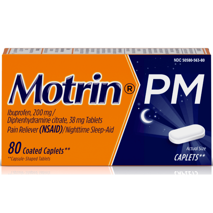 Motrin PM Pain Reliever/Nighttime Sleep-Aid Coated Caplets