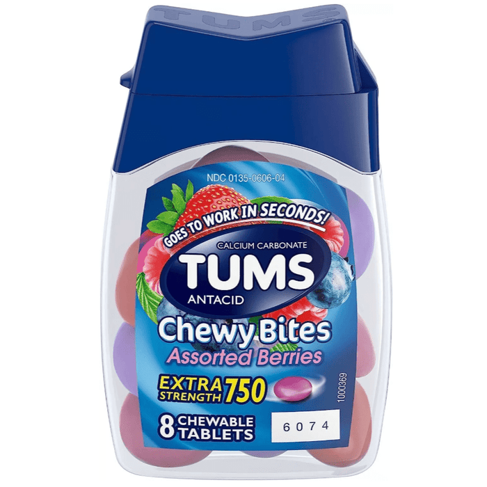 TUMS Antacid Chewy Bites Chewable Tablets Assorted Berries - 8 Ct