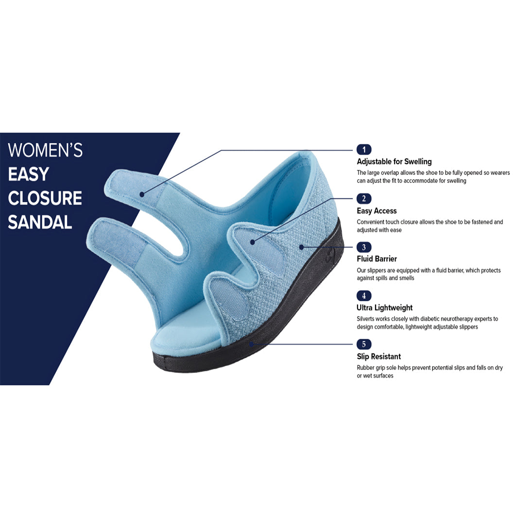 Silverts Women's Easy Closure Extra-Wide Diabetic Sandal for Indoors & Outdoors