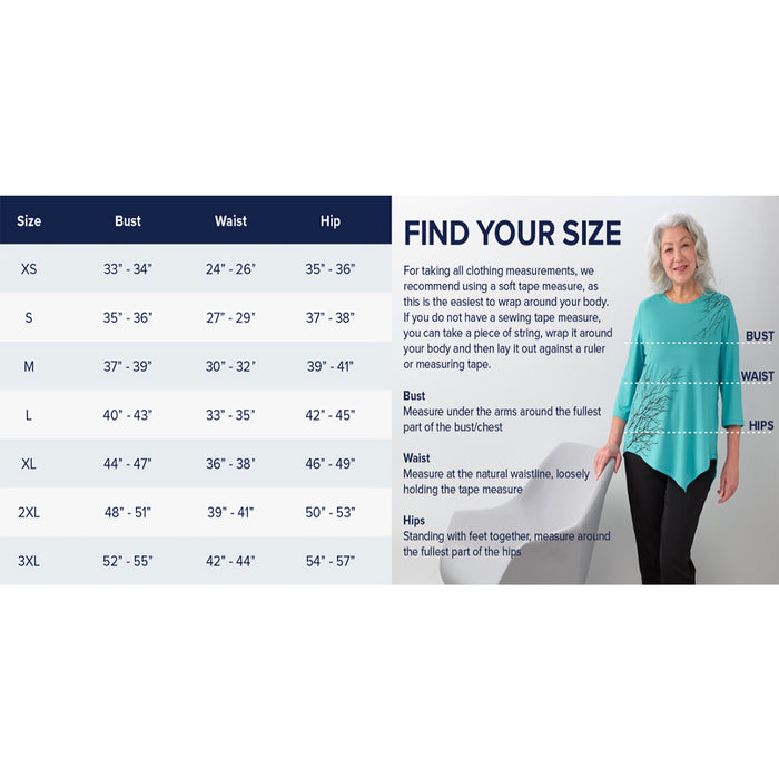 Silverts Women's Open Back 3/4 Length Sleeve Adaptive Shirt with Embroidery