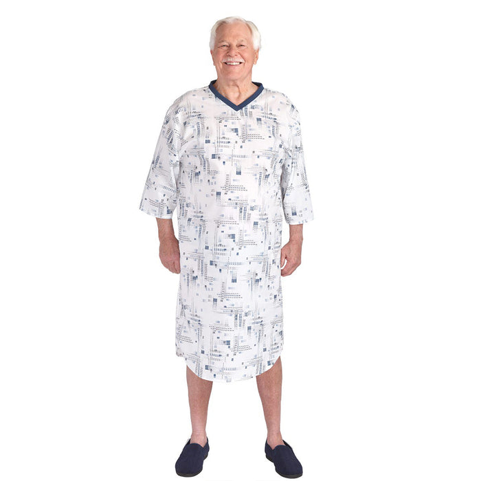Silverts Men's Adaptive Poly-Cotton Open Back Hospital Gown