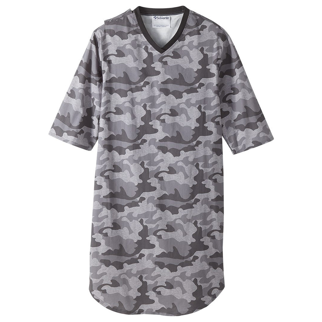 Silverts Men's Adaptive Poly-Cotton Open Back Hospital Gown