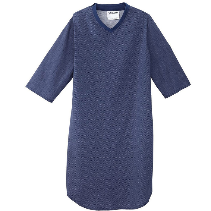 Silverts Men's Adaptive Poly-Cotton Open Back Hospital Gown