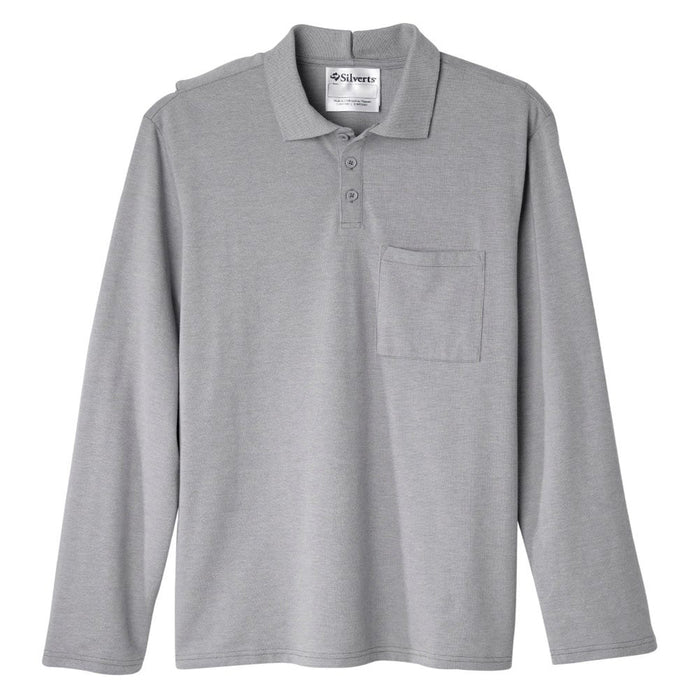 Silverts Men's Adaptive Open Back Polo Shirt with Long Sleeves