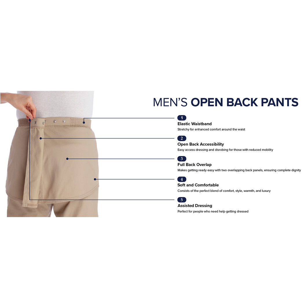 Silverts Men's Assisted Dressing Adaptive Open-Back Fleece Pants