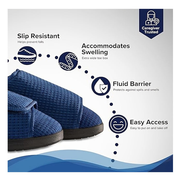 Silverts Men's Extra Wide Non-Slip Diabetic Slippers