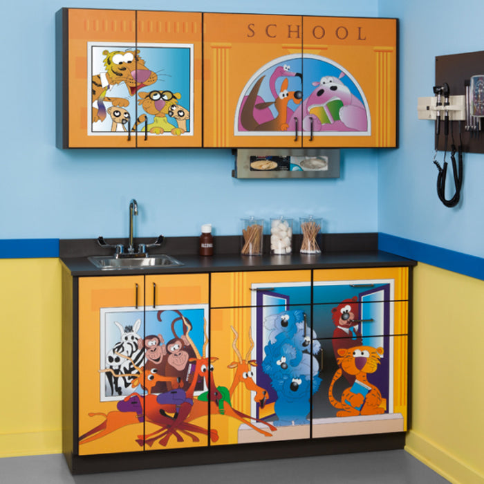 Clinton Complete Zoo Bus Exam Room - Pediatric Scale Table & Cabinets