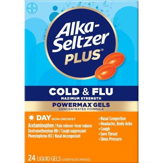 Alka-Seltzer Plus Powermax Cold & Flu Day Liquid Gels - 24 Count - Shop Home Med