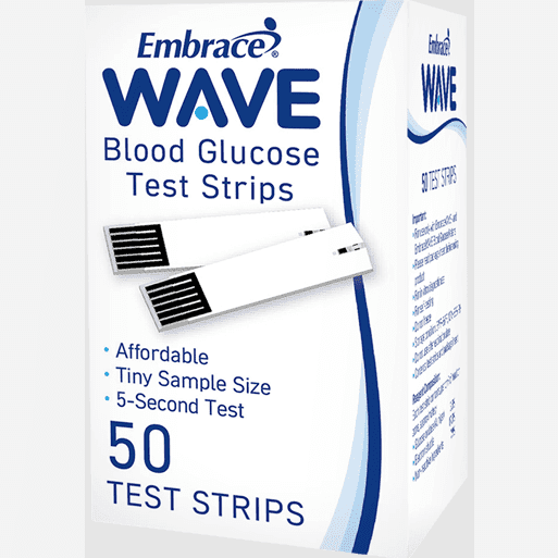 Embrace Wave+ Blood GlucoseMeter Kit - 3Meters,24Bxs Test StripX50 Ct