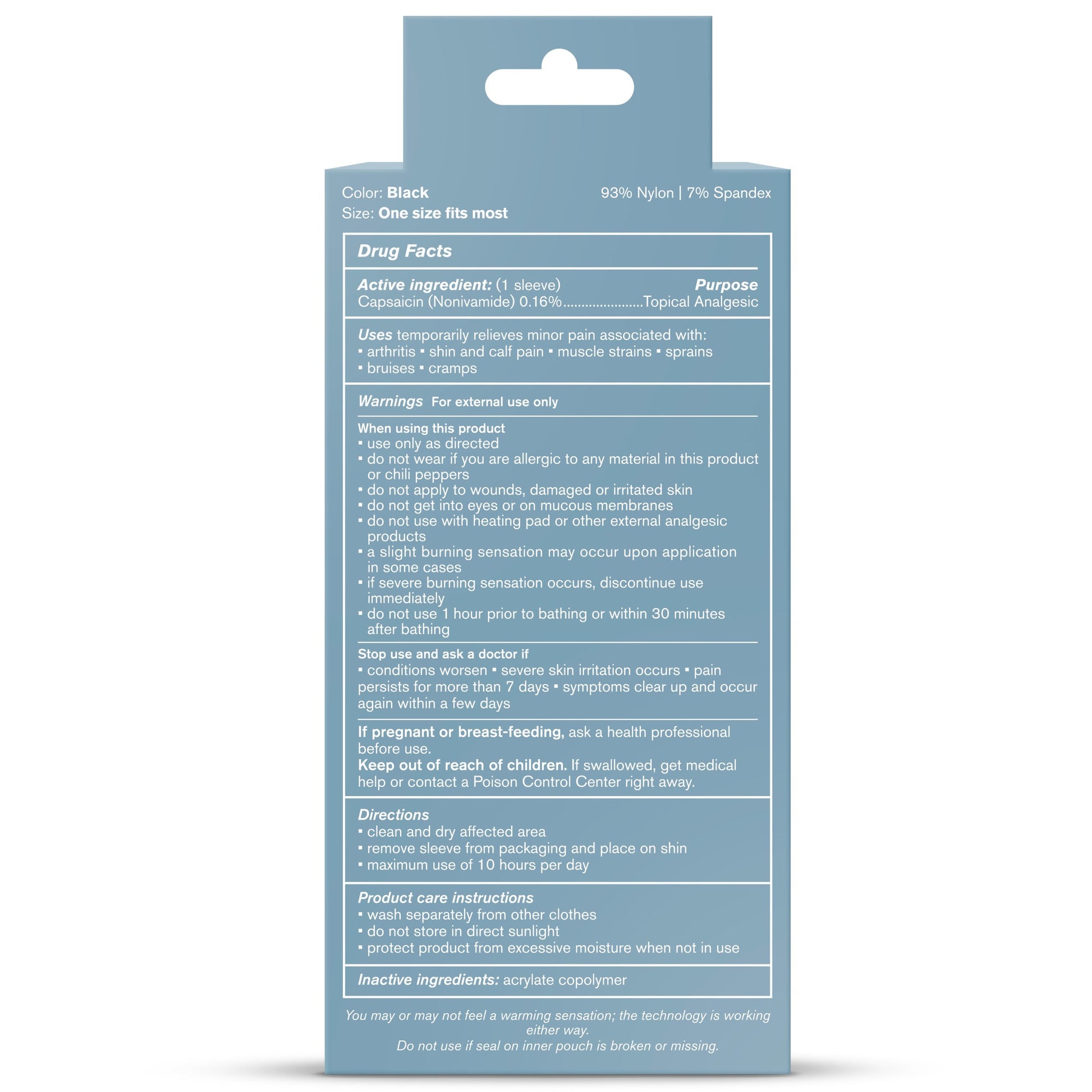 Blue package with text on a white background
