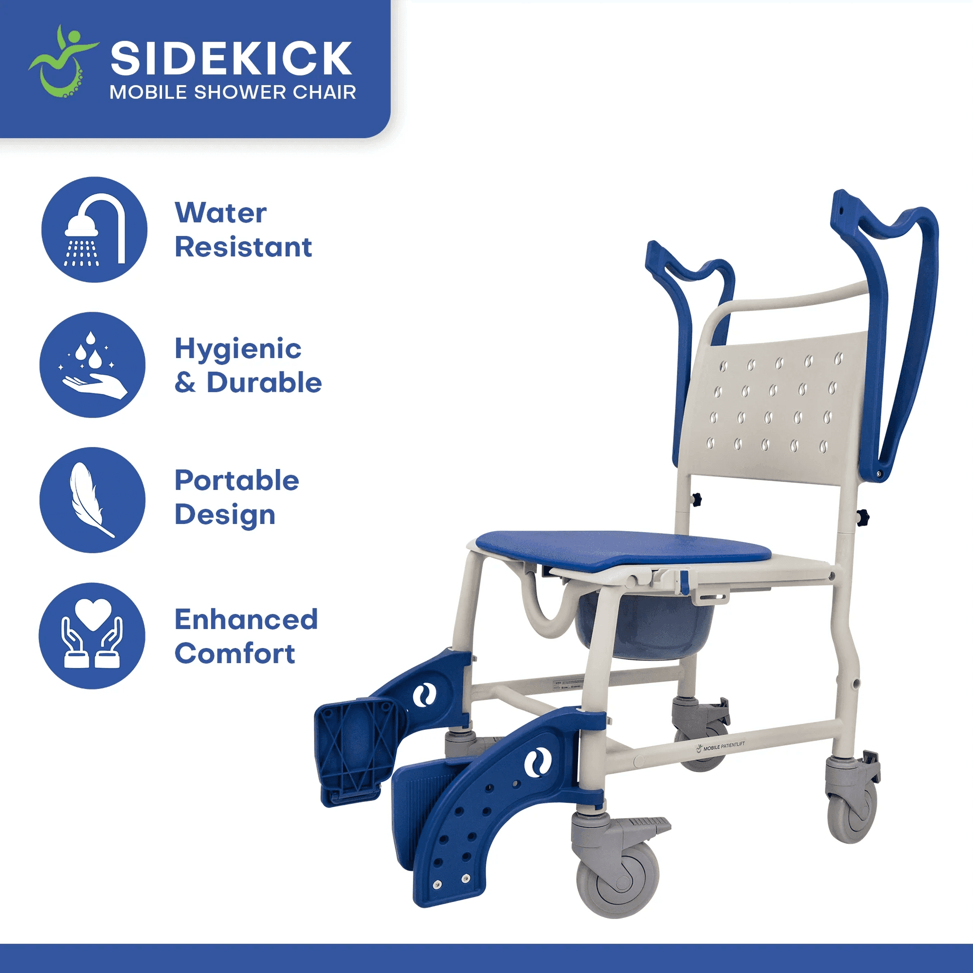 3-in-1 Sidekick Ultralight Shower Chair with Wheels