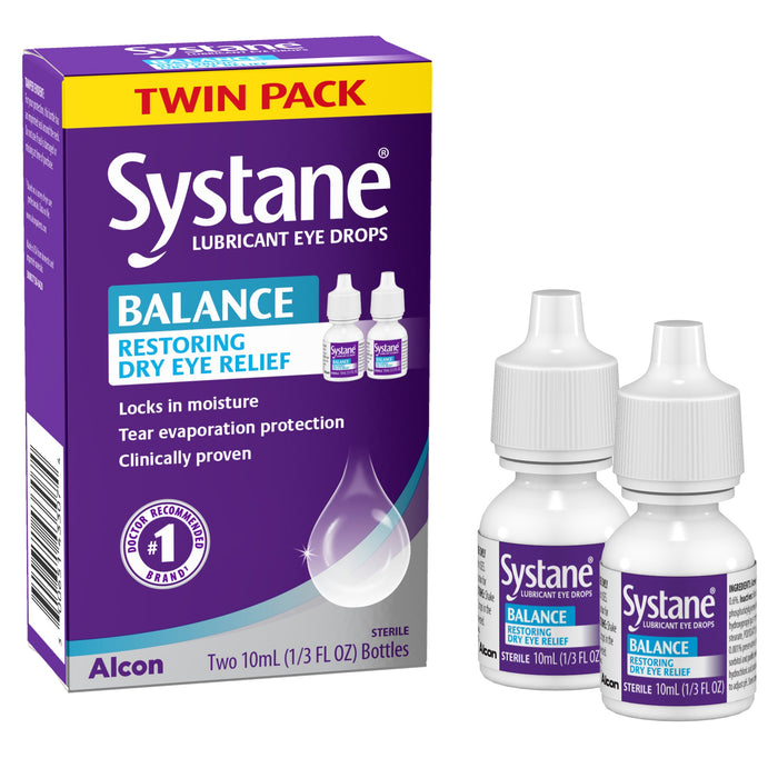 Systane Balance Lubricant Eye Drops Restore Dry Eye Relief - 10mL X 2Ct