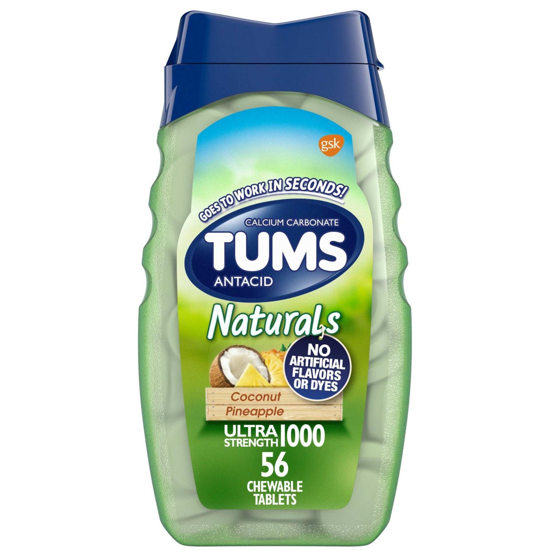 Tums Naturals Ultra Strength Antacid Chewable Tablets - 56 Ct