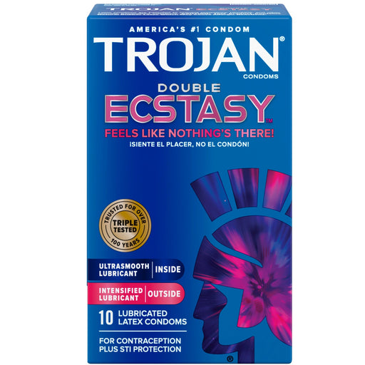 Trojan Double Ecstasy Lubricated Condoms - 10 Ct