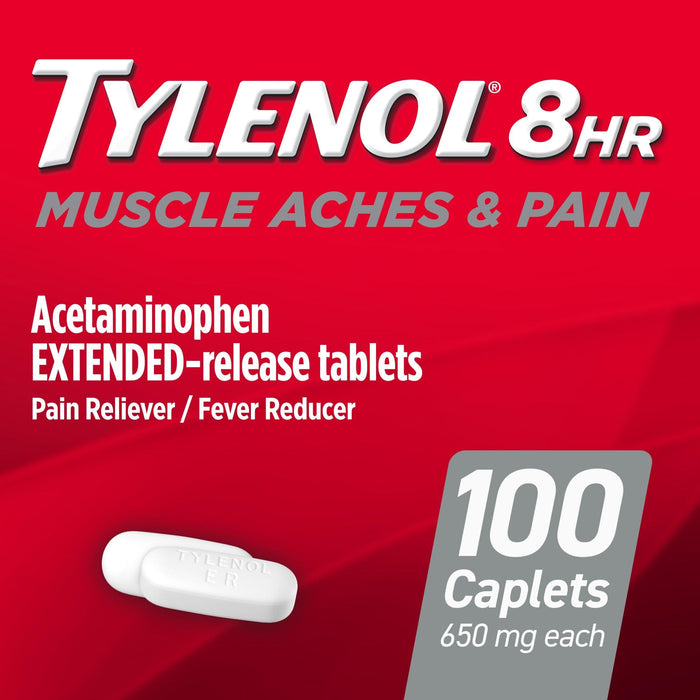 Tylenol 8 Hour Muscle Aches & Pain Acetaminophen Caplets - 100 Ct - Shop Home Med