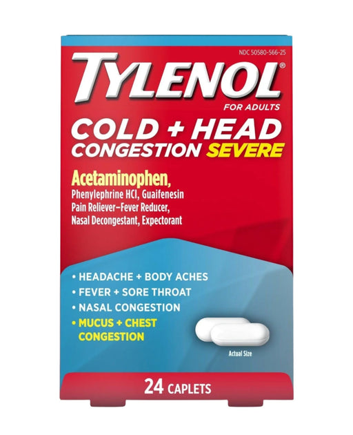 Tylenol Cold + Head Congestion Severe Medicine Caplets - 24 Ct. - Shop Home Med