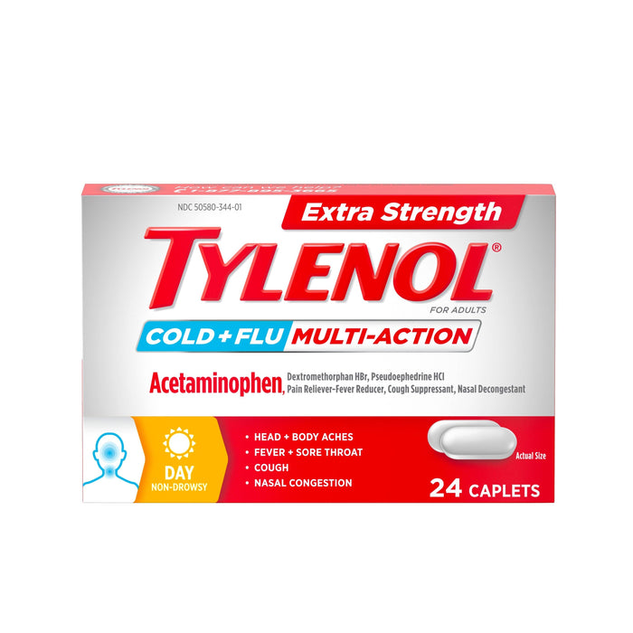 Tylenol Extra Strength Cold+Flu Multi-Action Daytime Caplets - 24ct - Shop Home Med