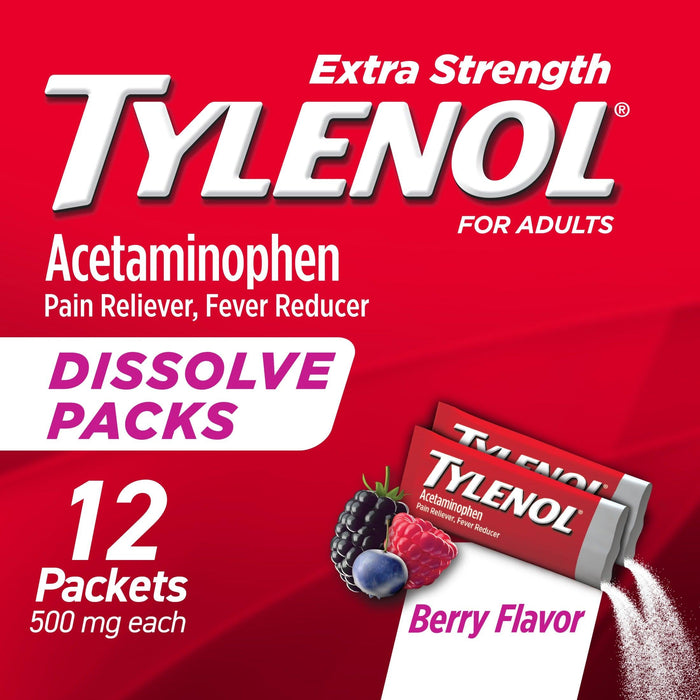 Tylenol Extra Strength Acetaminophen Dissolve Pack Berry - 12 Packets