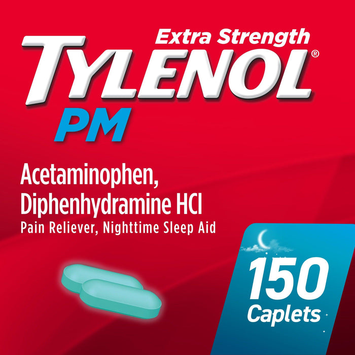 Tylenol PM Extra Strength Pain Reliever & Sleep Aid Caplets - 150 Ct - Shop Home Med