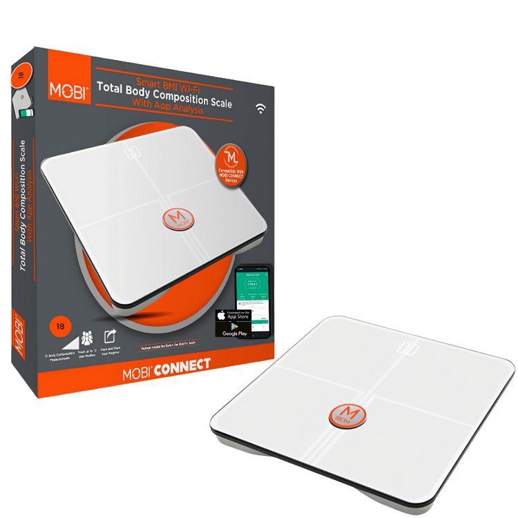 Báscula digital de composición corporal Mobi Smart BMI WiFi con análisis de la aplicación y 18 medidas corporales