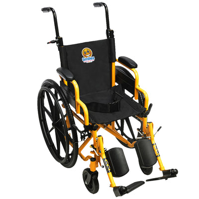 Silla de ruedas pediátrica Smilez, divertida y ligera, para niños con asiento acolchado y antivuelco