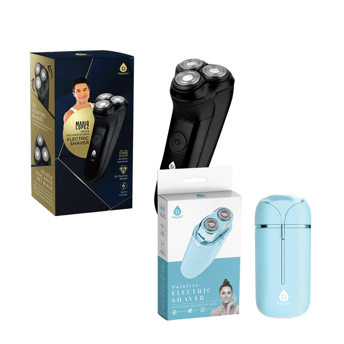 Pursonic Mario Lopez Men's Electric Shaver Bundle: Rechargeable & Painless