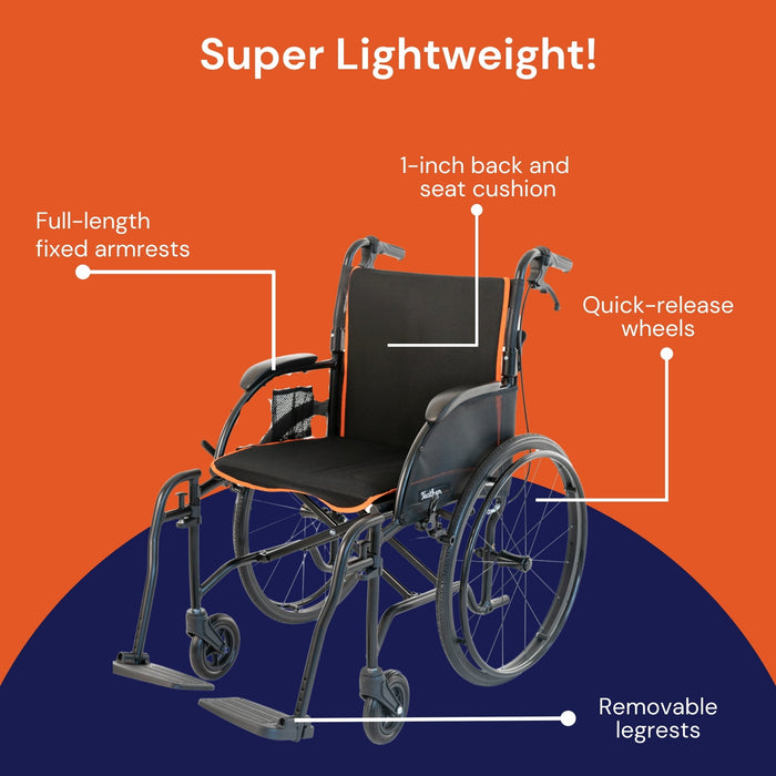 Feather 18" Lightweight Wheelchair World's Most Lightweight ONLY 13.5 lbs