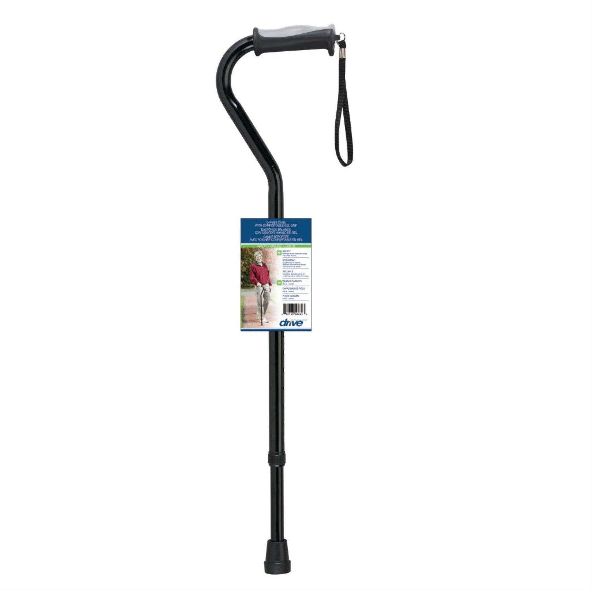 Drive Medical Adjustable Height Offset Handle Cane with Gel Hand Grip - Shop Home Med