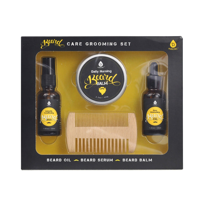 Pursonic Grooming Bundle: Beard Kit Derma Roller Vitamin C Eco Razor