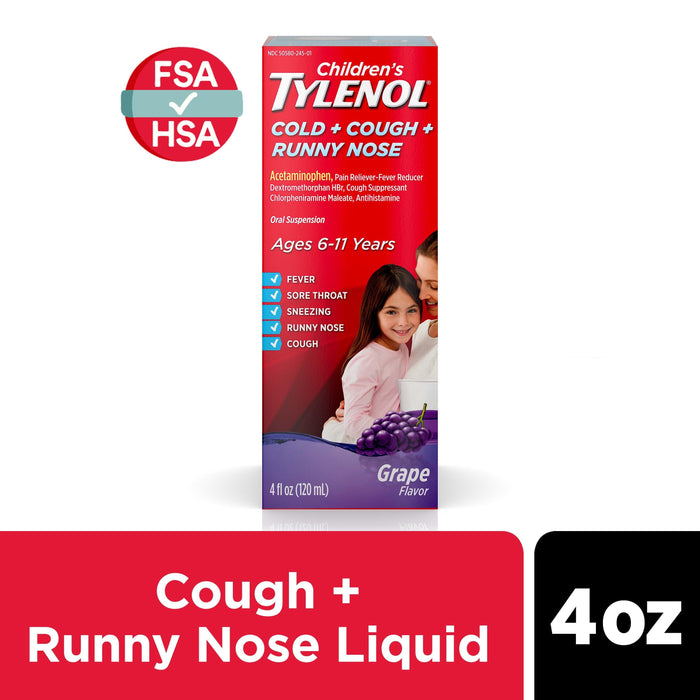 Tylenol Children's Cold+Cough+Runny Nose Suspension Grape - 4 fl. oz