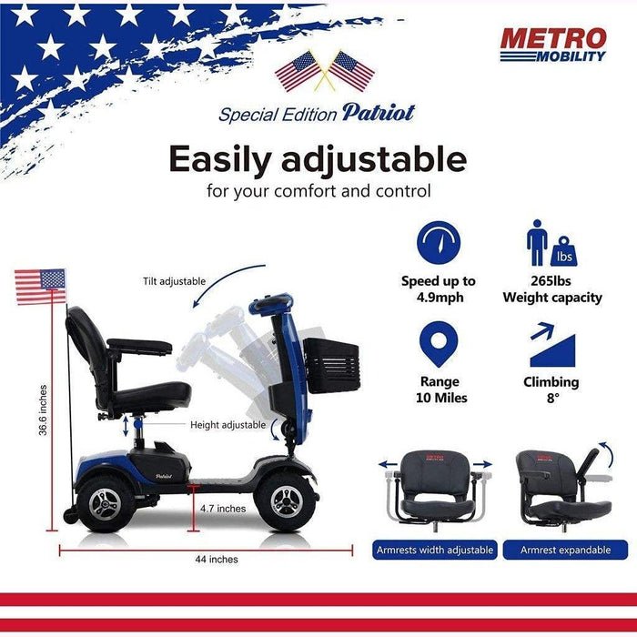 Metro Mobility Patriot Series 4-Wheel Travel Mobility Scooter - Shop Home Med