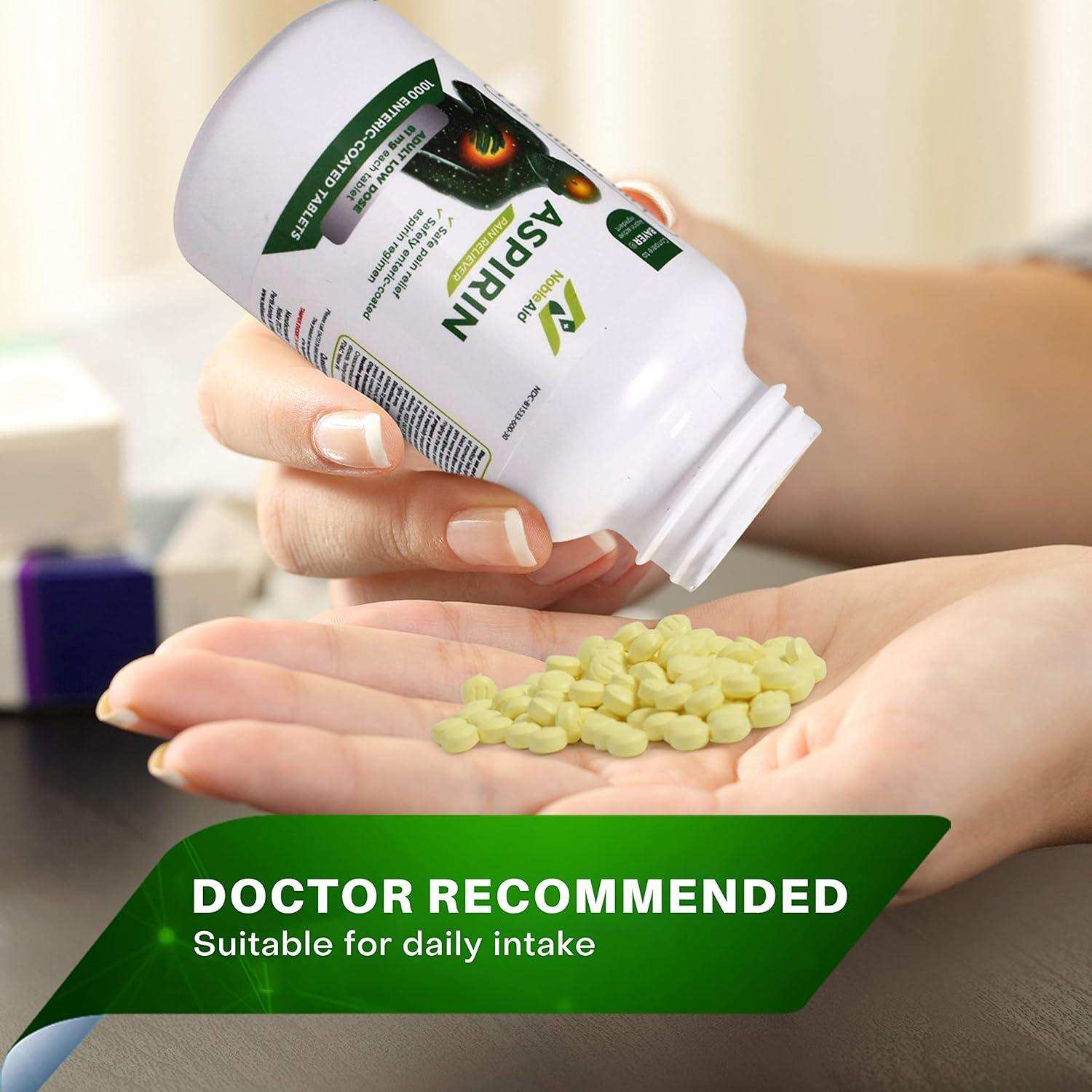 NobleAid Pure Low Dose Baby Aspirin 81mg for Adults - Shop Home Med