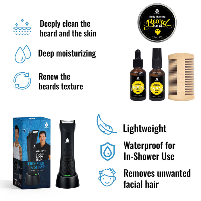 Pursonic Mario Lopez Wireless Trimmer & Shaver with Beard Grooming Kit