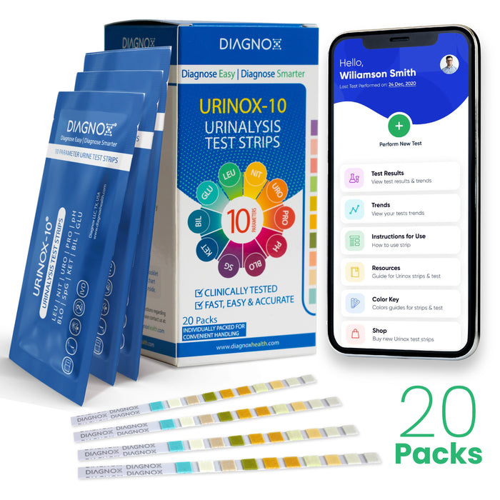 Diagnox Urinox-10 Urinalysis Test Strips