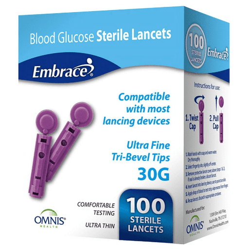 Embrace 30G Lancets Ultra Thin - 100 Ct