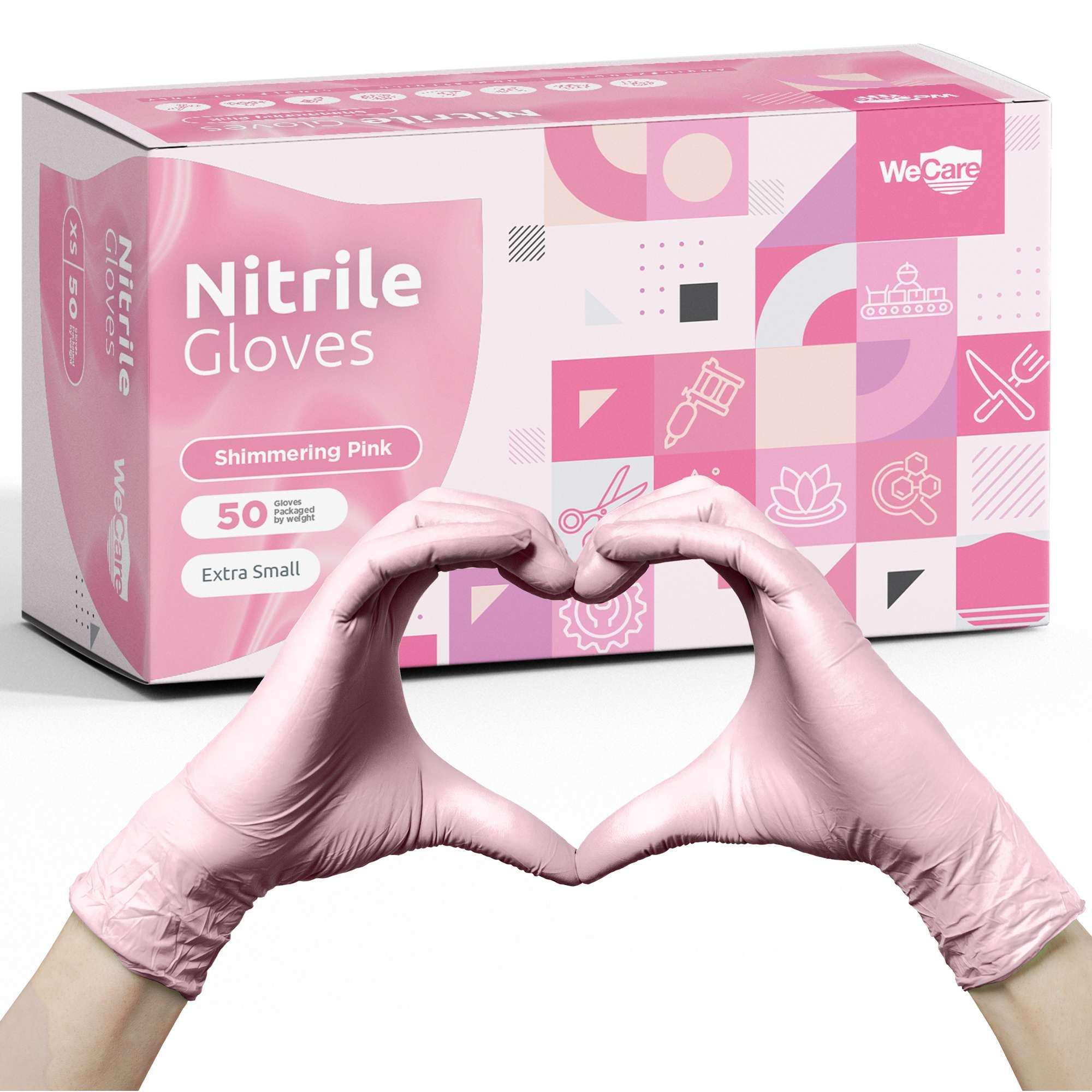 WeCare Pearlescent Pink Disposable Nitrile Gloves - Shop Home Med