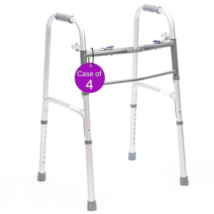 Two-Button Folding Steel Walker 350 lbs Capacity - Case of 4 - Shop Home Med