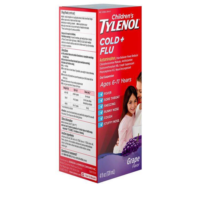 Tylenol Children's Cold & Flu Liquid Oral Suspension Grape - 4 fl. oz