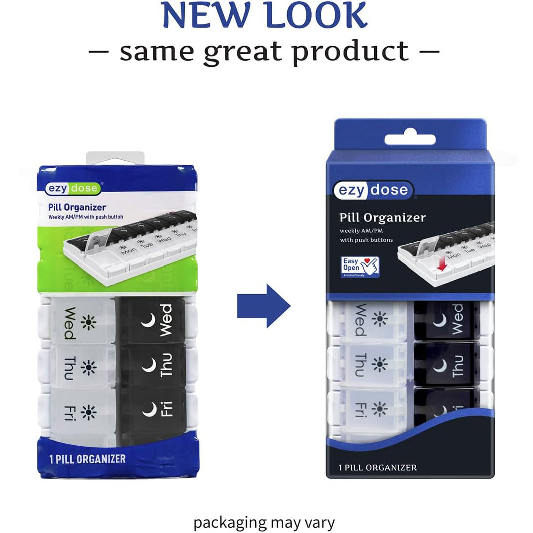 Pastillero con botón pulsador Ezy Dose AM/PM para 7 días 