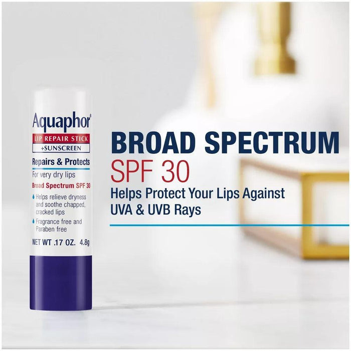 Aquaphor Lip Balm Repair Stick for Chapped Lips - SPF30 - 2pk/.34oz - Shop Home Med