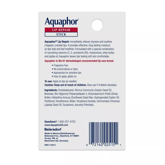 Aquaphor Lip Repair Stick for Dry Chapped Lips - Shop Home Med