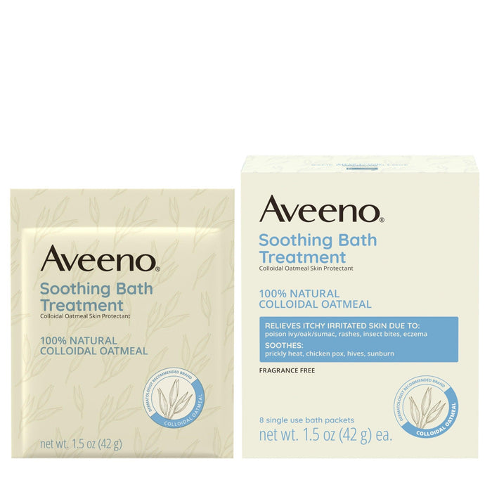 Aveeno Soothing Oatmeal Bath Treatment for Eczema, Itchy, Dry Skin - 1.5oz x 8 packets - Shop Home Med