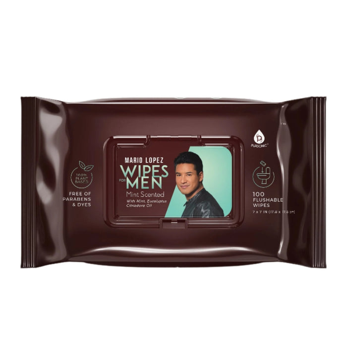 Pursonic Mario Lopez Men’s Wipes Mint Scented Plant-Based Paraben & Dye-Free