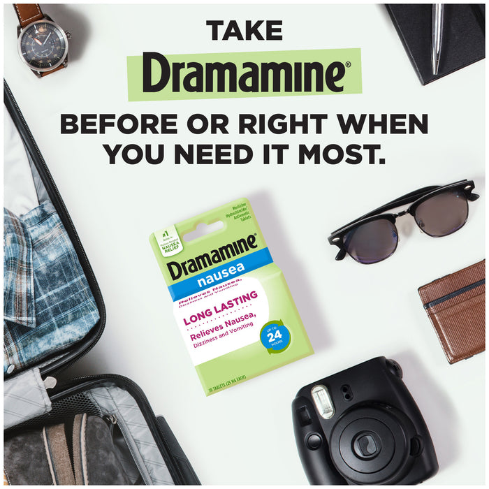 Dramamine Long Lasting Formula Nausea Relief Tablets - 10 Ct